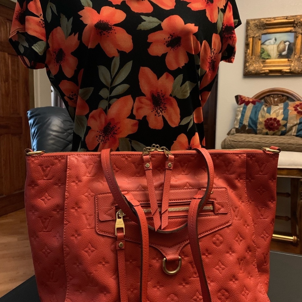 Elegant Mandarin leather Designer Tote Bag Louis Vuitton